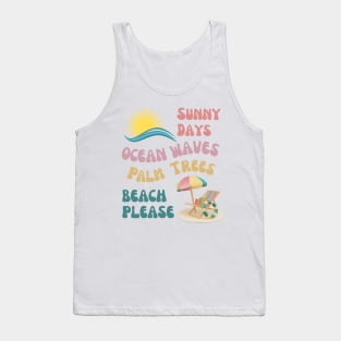 Beach Please, Sunnny Days, Ocean Waves, Palm Trees Tank Top